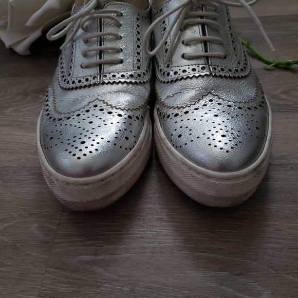 Oxford Platform Sneakers Leather Cutout 8/38 - Picture 4 of 7